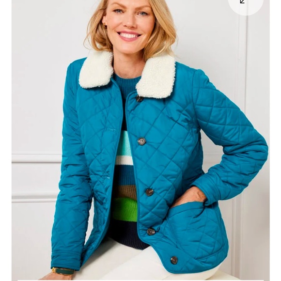 NWT Talbots Blue Quilted Bomber - Picture 2 of 9
